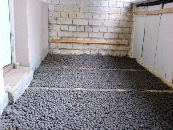 Утепление пола керамзитом
