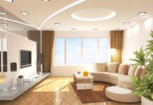 Как сочетать натяжные потолки в гостиной с общим стилем зала?